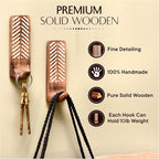 IndianShelf 10 LB- 6 Pieces Decorative Wood Adhesive Wall Hooks–Boho Peel and - Image 4