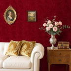 Garnet Velvet Wallpaper Peel and Stick Fabric Felt Wallpaper Wrinkled Textured - Image 2