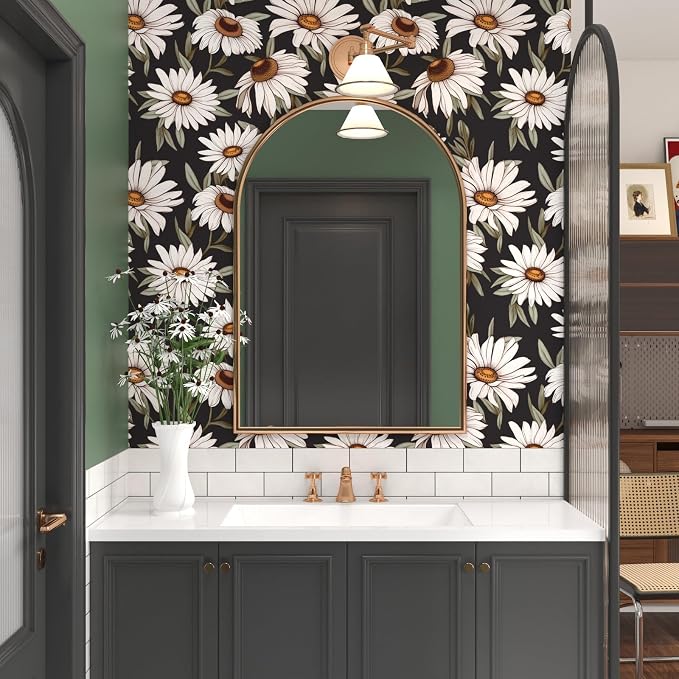 Daisy Floral Wallpaper Peel and Stick Boho Wallpaper - Image 3