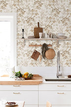 Erfoni 16.9" x118" Boho Floral Peel and Stick Wallpaper Beige Flower and Leaf - Image 4