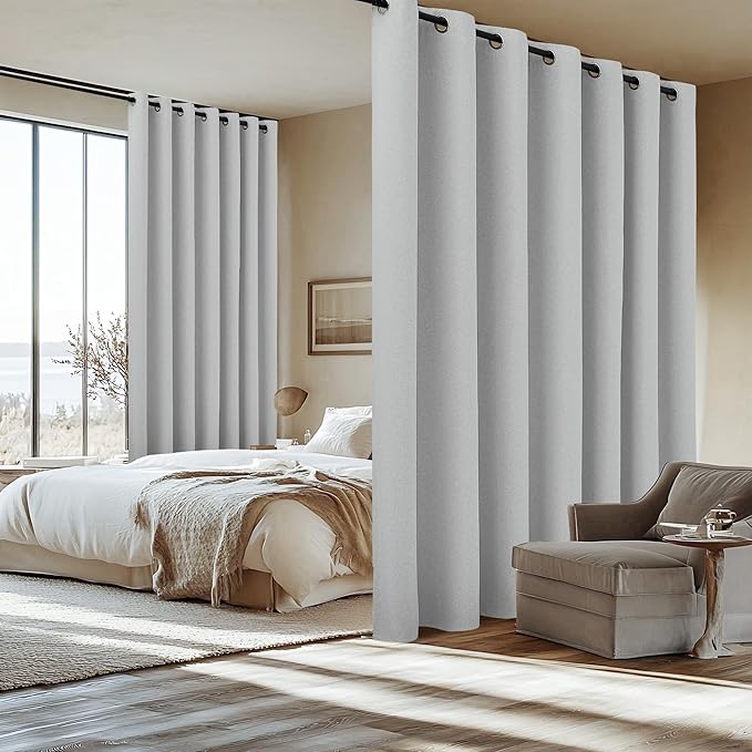NICETOWN Vintage Open Linen Weave Flax Wall to Wall Room Dividers Curtain - Image 8