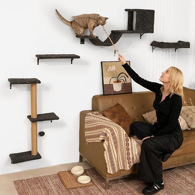 FUKUMARU Cat Wall Shelves, Stable & Safe 5 in 1 Cat Walls Furniture Set - Image 8