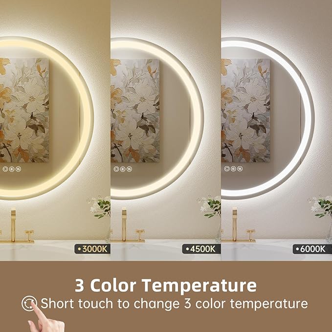 LOVESPEJO 24" Round LED Bathroom Mirror - Image 4