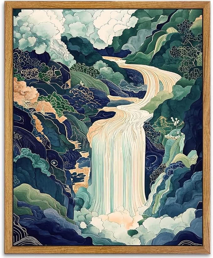 AtterrirArt Framed Japanese Landscape Wall Art Nature Vintage Poster Print by AtterrirArt