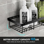 Moforoco Shower Caddy Shelf Organizer Rack, Self Adhesive Black Bathroom - Image 6