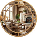 Tangkula 28" Gold Round Wall Mirror, Circle Decorative Modern - Image 9