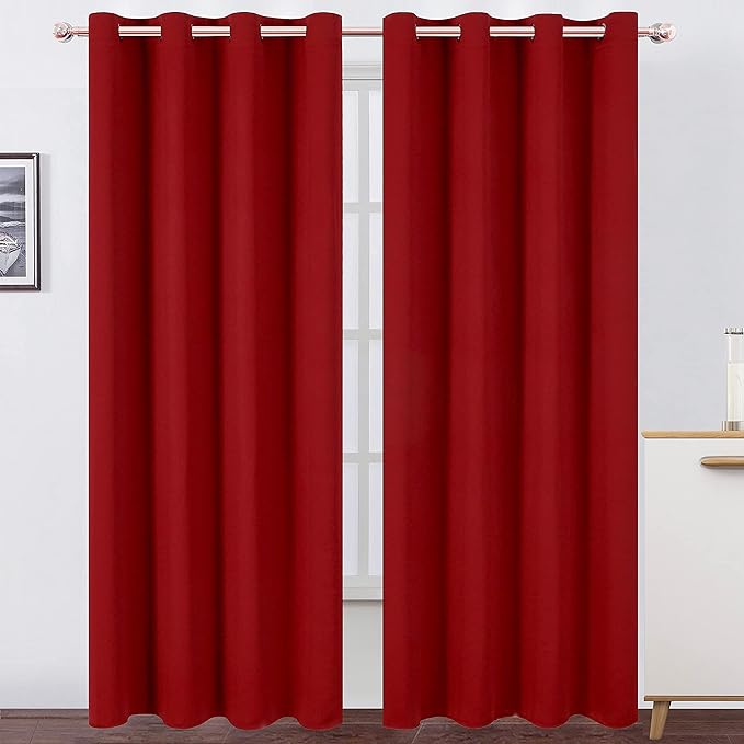 LEMOMO Red Curtains 52 x 84 Inch Long/Blackout Curtains Set of 2 Panels/Room by Lemomo