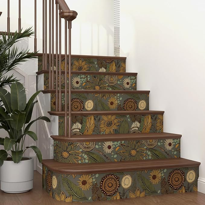Grey Boho Wallpaper Peel and Stick, Vintage Yellow Green Floral Contact Paper - Image 6