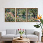 Framed Monet Wall Art Set of 3, Impressionist Botanical Floral Canvas Wall Decor - Image 7