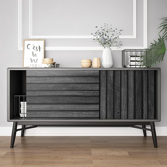 VEELIKE Charcoal Black Wood Slat Peel and Stick Wallpaper 24''x118'' Modern - Image 8