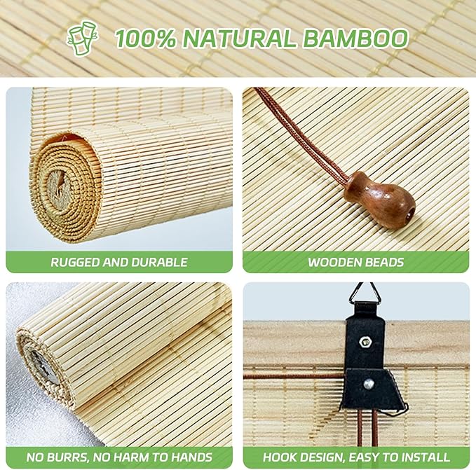 Bamboo Blinds for Interior Windows 36 Wide - Image 3