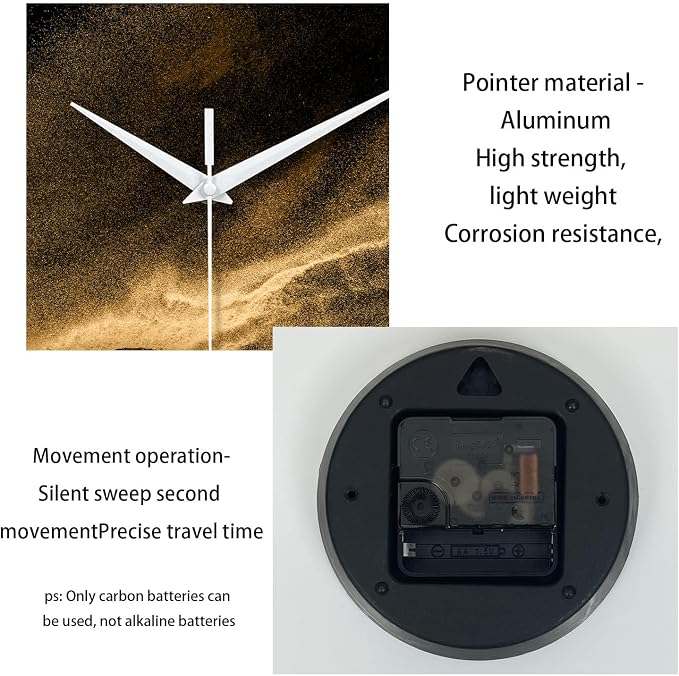 Black and Glod Wall Clocks for Living Room Decor Glass Wall Clock Battery - Image 7