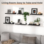 upsimples Floating Shelves for Wall, Wall Shelves for Decor Storage Set of 6 - Image 6