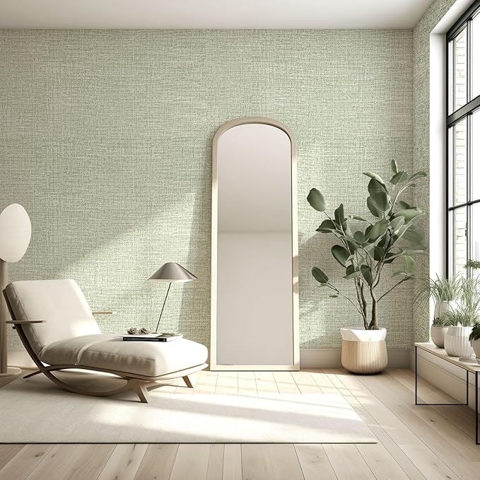 Amiya Grasscloth Wallpaper 17.3"x80" Sage Green Peel and Stick Faux Fabric - Image 7