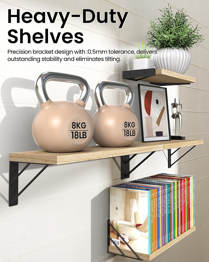 BAYKA Wall Shelves for Bedroom Decor, Floating Shelves for Living Room Kitchen - Image 4