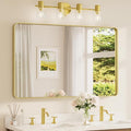 TETOTE 48 x 30 Inch Bathroom Mirror, Brushed Gold Metal Framed Wall Mounted by TETOTE