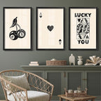 Heiple Framed Set of 3 Poker Wall Art Lucky You Poster, Trendy Retro Wall Art - Image 6