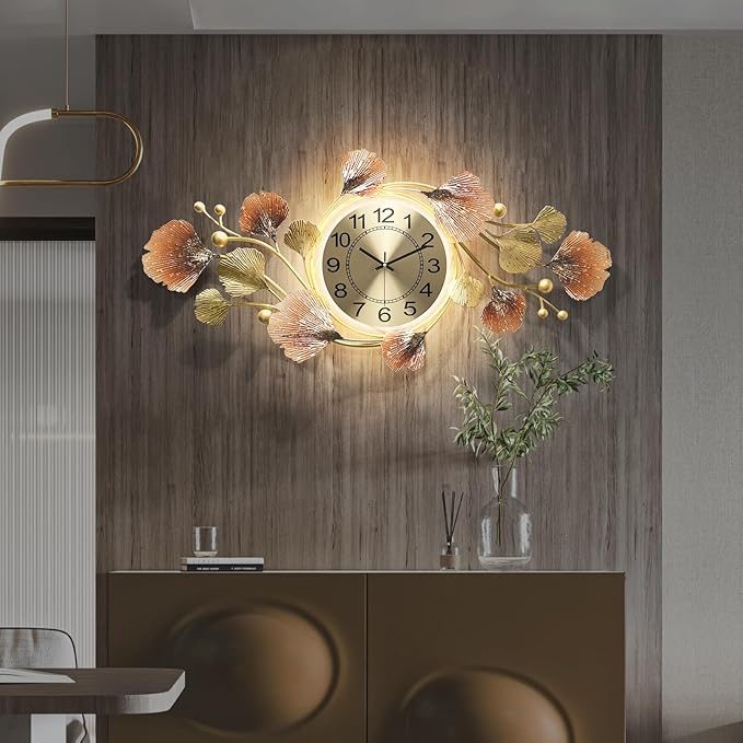 Modern 35''x20'' Metal Wall Clock Featuring a Silent Movement and Creative - Image 7