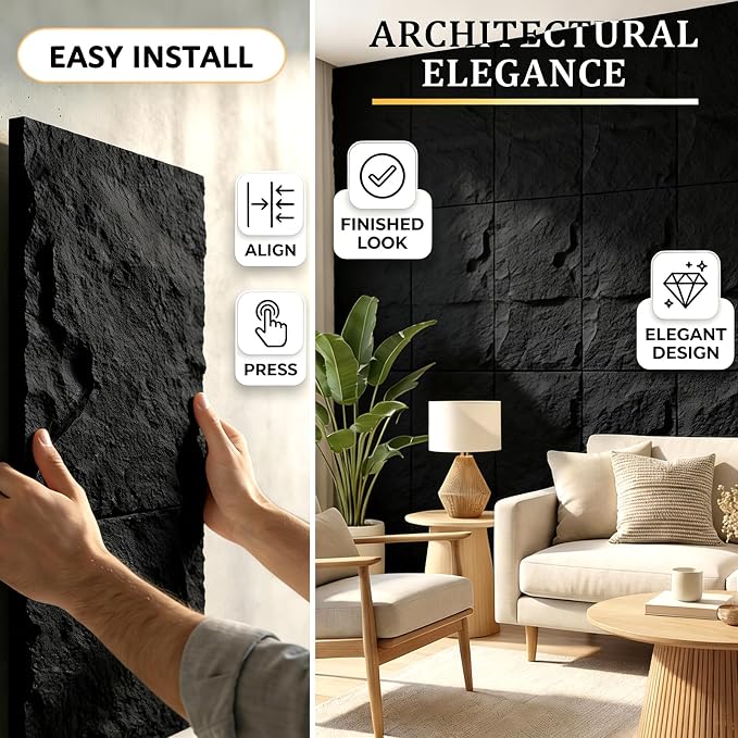 3D Faux Stone Wall Panels, Cement Texture Thicker Accent - Image 4