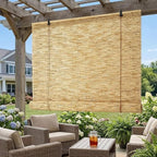 Bamboo Blinds Outdoor Patio, Natural Retro Reed Roll Up Shades - Image 2