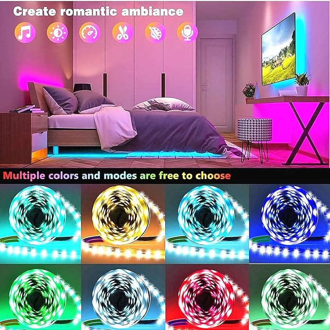 Tenmiro Led Lights for Bedroom 100ft Music Sync Color Changing Strip Lights - Image 5