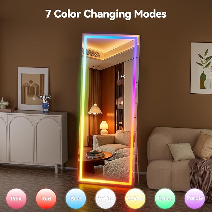 Hasipu 56"x16" LED RGB Bluetooth Full Length Mirror - Image 7