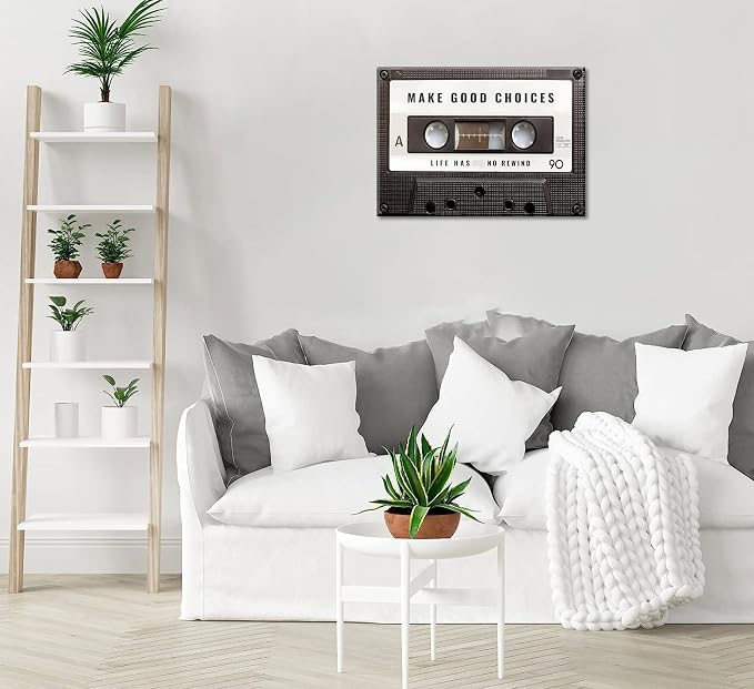 Inspirational Office Canvas Wall Art Picture Vintage Cassett Tape Prints Make - Image 3