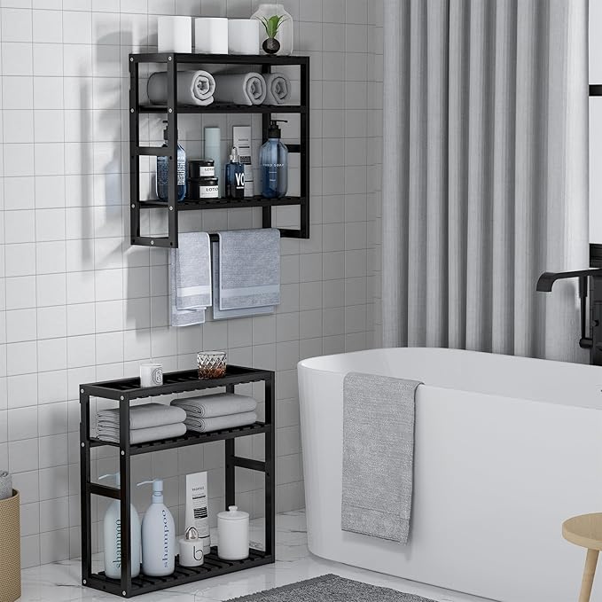 PPN Towel Rack Bathroom Storage Shelves Over The Toilet - Image 2