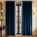 NICETOWN Rod Pocket Embroidered Trim Velvet Curtains, 2 Panels, Elegant Window - Image 8
