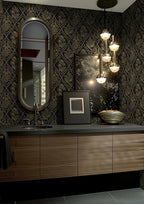 Toduso Peel and Stick Wallpaper Vintage Wall Paper Boho Contact Paper Black and - Image 2