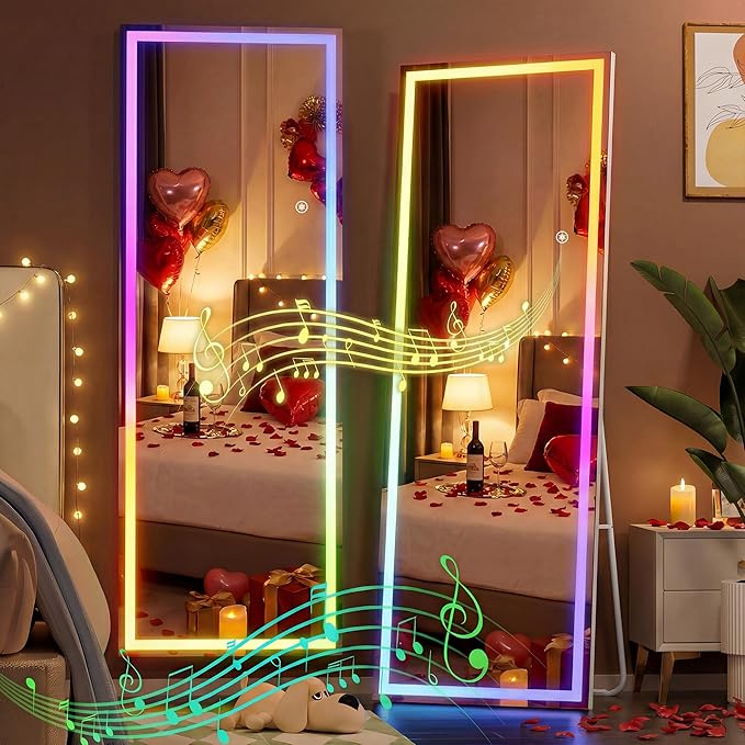 Hasipu 56"x16" LED RGB Bluetooth Full Length Mirror by Whatssuitableisthebest