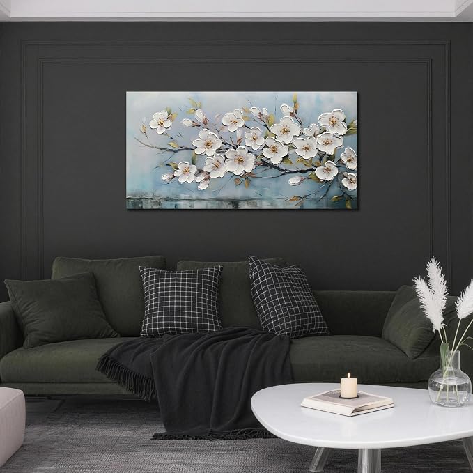 Anolyfi White Textured Flowers Wall Art - Image 6