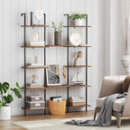 HOOBRO DIY Ladder Shelf, 6-Tier Wooden Wall Mounted Bookshelf, Narrow Bookcase - Image 4