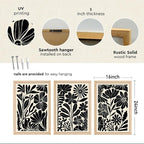 YWJKWLGS Abstract Floral Wall Art Set of 3, 16x24 Inch Black Boho Flower Prints - Image 2