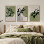 Framed Boho Botanical Wall Art for Living Room, 3 Piece Modern Green Bohemian - Image 4