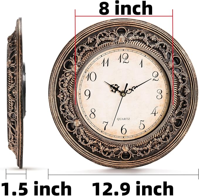 Pumtus Plastic Silent Wall Clock, 13 Inch Vintage Battery Operated Wall Clocks - Image 2