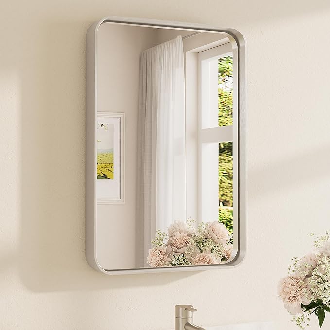 TETOTE Brushed Nickel Bathroom Mirror 16 x 24 Inch by TETOTE