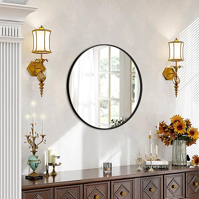 Fabuday Black Circle Mirror for Wall Decor 18 Inch - Image 3