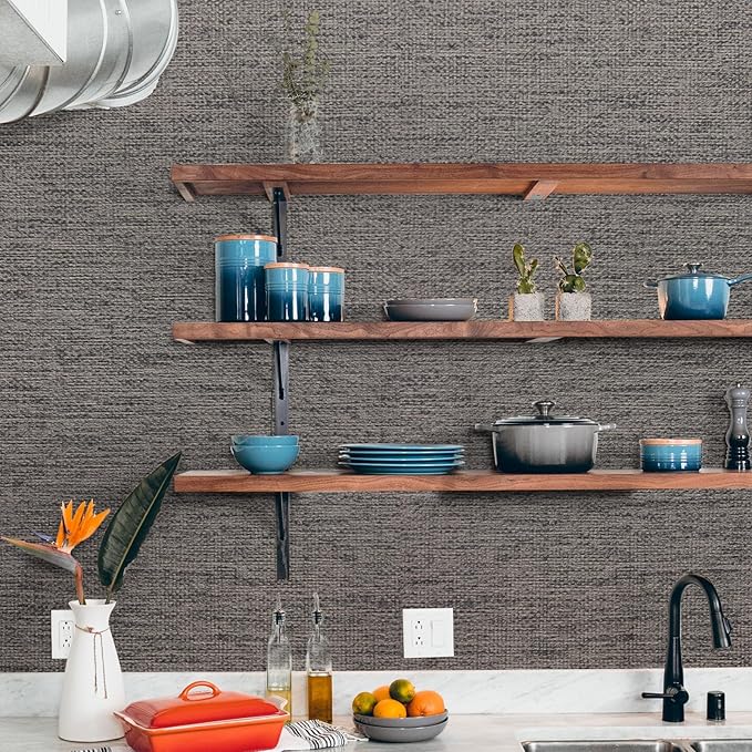 WADILE Grasscloth Peel and Stick Wallpaper 15.7in x 196.8in, Textured Contact - Image 3