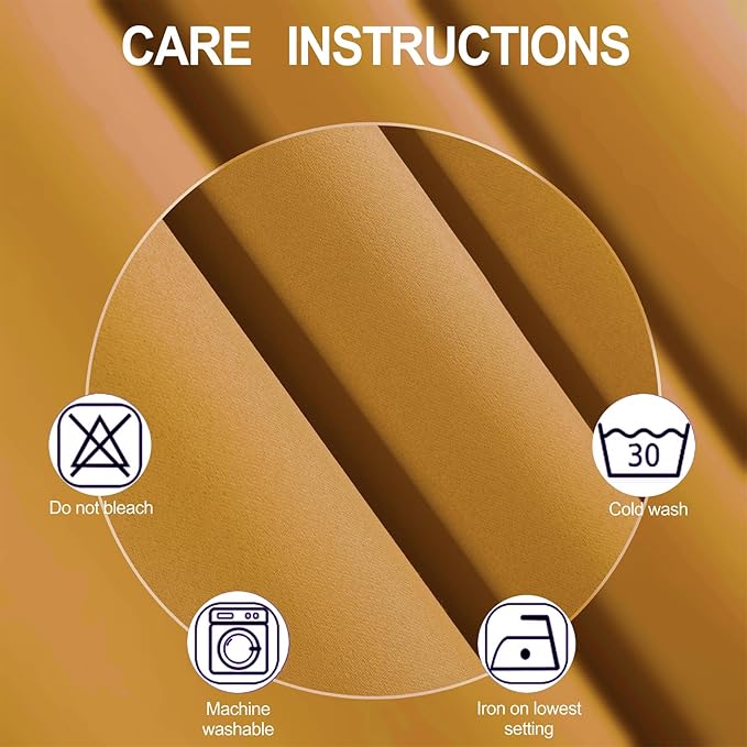 LEMOMO Blackout Curtains 52 x 84 inches Long Mustard Yellow Curtains Set of 2 - Image 4