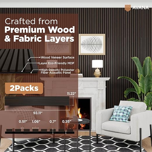 Avana Acoustic Wood Wall Panels – 93.2x11.25 Inch Panels – Fits 94x12 Layout – - Image 4