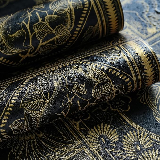 Erfoni Black and Gold Wallpaper Vintage Peel and Stick Wallpaper Special - Image 2