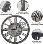 The B-Style Large Real Moving Gears Wall Clock 30 inch Rustic Retro Industrial - Image 4