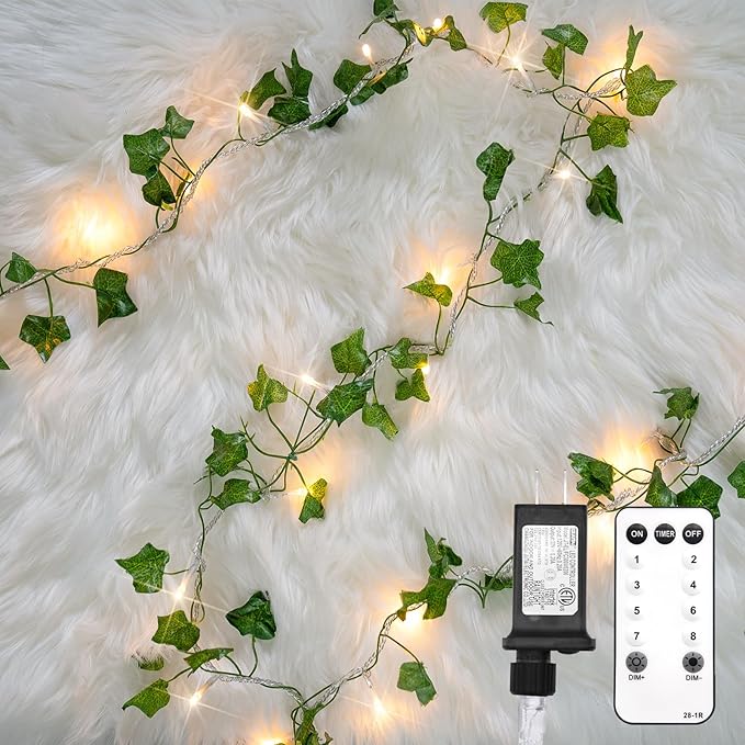 suddus Vine with Fairy Lights Plug in, 33ft 100 LED Ivy String Lights by SUDDUS