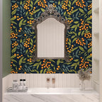 BOKEBEVE Dark Blue Wallpaper Peel and Stick Boho Leaf Contact Paper Floral Wall - Image 6