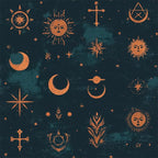 FLFK Mystic Peel and Stick Wallpaper 16" x 128" Moody Dark Blue & Orange by FLFK