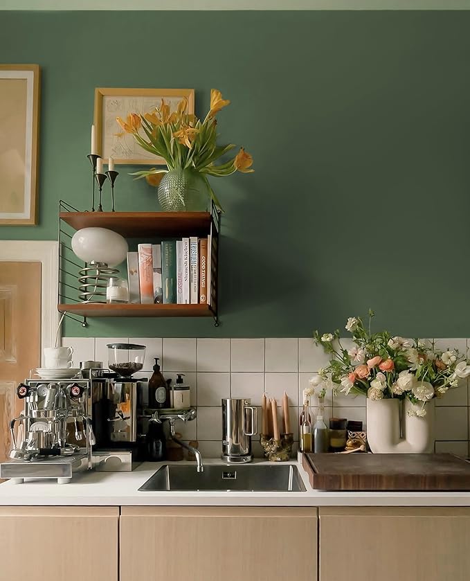 Dimoon 118''x17.7'' Green Peel and Stick Wallpaper Contact Paper Modern Self - Image 5
