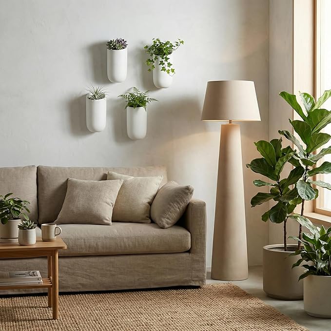MyGift Set of 4 Mini Matte White Ceramic Indoor Wall Planter, 6 Inch - Image 2