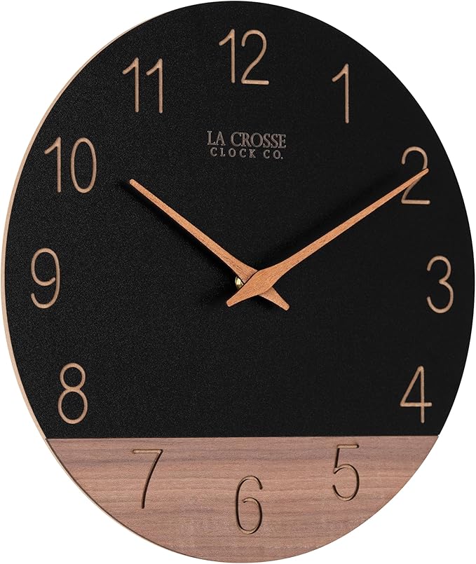 La Crosse Clock 404-3630C 12 inch Dark Sierra Wood Analog Quartz Wall Clock - Image 3