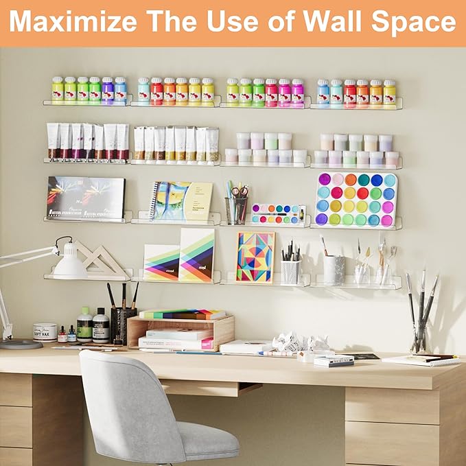 upsimples 14 Pack Acrylic Shelves Wall Organizer and Storage, Toy Cars - Image 4